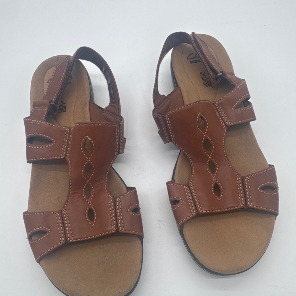 CLARK’s Ultimate Comfort Collection Leisa Lakelyn Brown Leather Sandals Size 9.5
